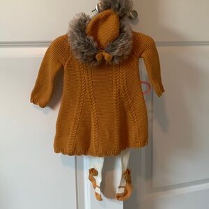 Tahari Baby Knit Dress Set matching Hat and Stockings